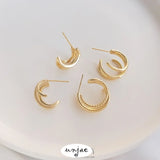 14K Gold-Covered S925 Silver C Hoop Earrings
