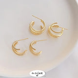 14K Gold-Covered S925 Silver C Hoop Earrings