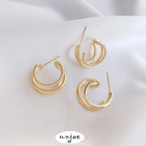 14K Gold-Covered S925 Silver C Hoop Earrings