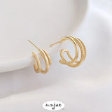 14K Gold-Covered S925 Silver C Hoop Earrings