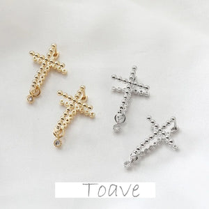 14K Double-Sided Cross Earrings, European & American Style