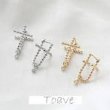 14K Double-Sided Cross Earrings, European & American Style