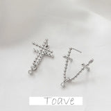 14K Double-Sided Cross Earrings, European & American Style