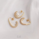 14K Micro-Inlaid Zircon Water Drop Bead Hook DIY Crystal Pearl Earpiece