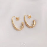 14K Micro-Inlaid Zircon Water Drop Bead Hook DIY Crystal Pearl Earpiece