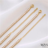 14K Square Zirconia Necklace with Lobster Clasp