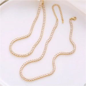 14K Square Zirconia Necklace with Lobster Clasp