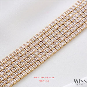 14K Square Zirconia Necklace with Lobster Clasp