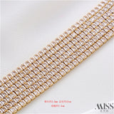 14K Square Zirconia Necklace with Lobster Clasp