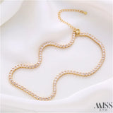 14K Square Zirconia Necklace with Lobster Clasp