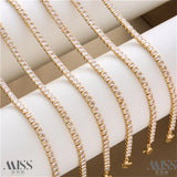 14K Square Zirconia Necklace with Lobster Clasp