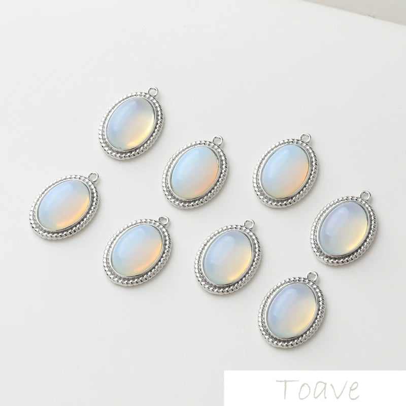 14K Oval Retro Opal Pendant DIY Necklace Bracelet Earrings Accessories