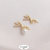 14K Half-Hole Bead Needle Elf Pendant DIY Crystal Pearl Accessory