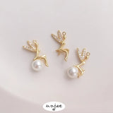 14K Half-Hole Bead Needle Elf Pendant DIY Crystal Pearl Accessory