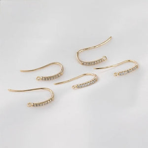 14K Plated Bronze Retro Ear Hook Earrings Micro Zircon French