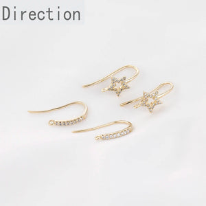 14K Plated Bronze Retro Ear Hook Earrings Micro Zircon French