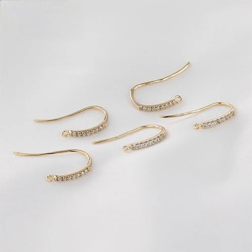14K Plated Bronze Retro Ear Hook Earrings Micro Zircon French
