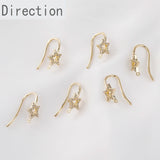 14K Plated Bronze Retro Ear Hook Earrings Micro Zircon French