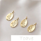 14K Gold-Plated Oval Flower Rose Pendant for DIY Earrings