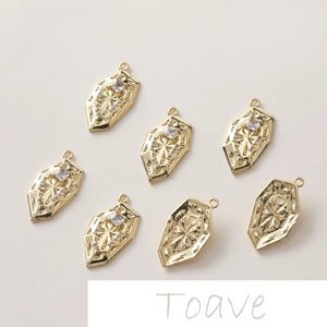 14K Gold-Plated Shield Cross Pendant for DIY Earrings