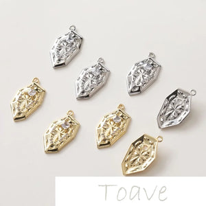 14K Gold-Plated Shield Cross Pendant for DIY Earrings