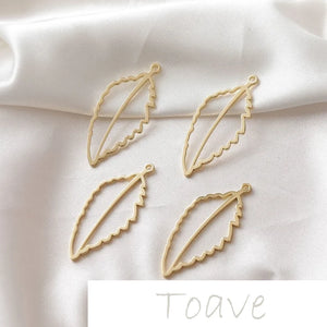 14K Gold-Plated Hollow Leaf Pendant Frame DIY Earring Material