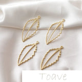 14K Gold-Plated Hollow Leaf Pendant Frame DIY Earring Material