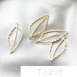 14K Gold-Plated Hollow Leaf Pendant Frame DIY Earring Material