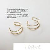 14K Gold-Plated Copper Hollow Smooth Ring DIY Material Accessory