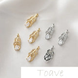 14K Gold-Plated Leaf Pendant with Zircon Inlay for Jewelry Making