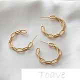 14K Gold-Plated Copper C-Shaped Earrings DIY Hand-Made Material Accessory