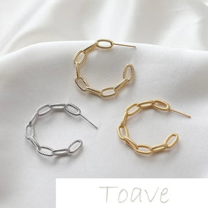 14K Gold-Plated Copper C-Shaped Earrings DIY Hand-Made Material Accessory