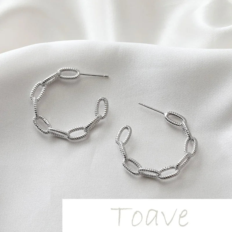 14K Gold-Plated Copper C-Shaped Earrings DIY Hand-Made Material Accessory