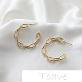 14K Gold-Plated Copper C-Shaped Earrings DIY Hand-Made Material Accessory