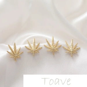 14K Gold-Plated Maple Leaf Stud Earrings DIY Hand-Made Accessories