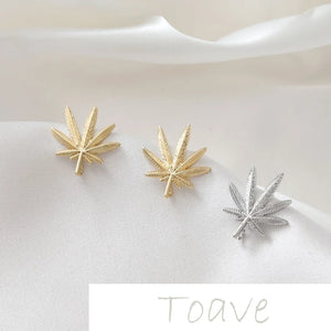 14K Gold-Plated Maple Leaf Stud Earrings DIY Hand-Made Accessories