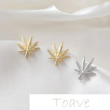 14K Gold-Plated Maple Leaf Stud Earrings DIY Hand-Made Accessories