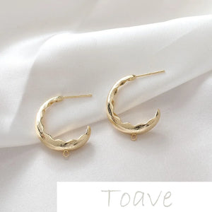 14K Gold-Plated Moon Half-Bend Earring DIY Material
