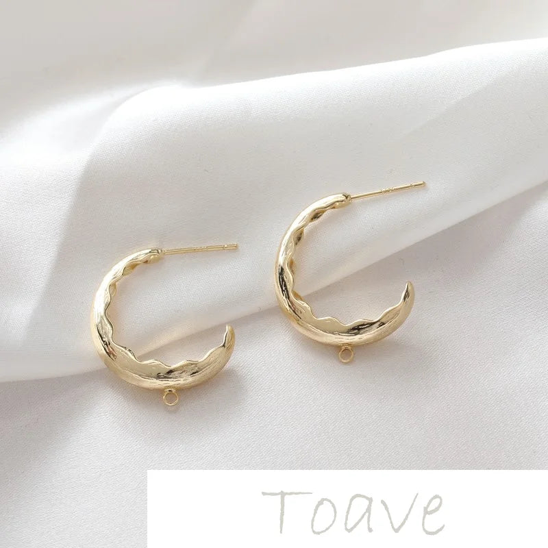 14K Gold-Plated Moon Half-Bend Earring DIY Material