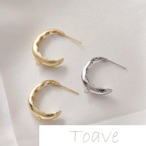 14K Gold-Plated Moon Half-Bend Earring DIY Material