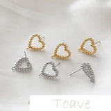 14K Gold-Plated Peach Heart Round Bead Earrings DIY Material