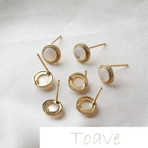 14K Gold-Plated Shell Earrings, DIY Hand-Made Material Accessories