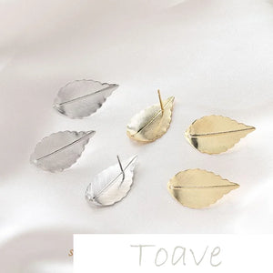 14K Gold-Plated Copper Forest Leaf Earrings DIY Hand-Made Material