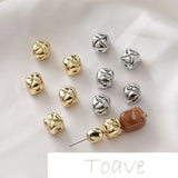 14K Gold-Plated Copper Square Grid Beads DIY Material Accessories