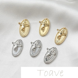 14K Gold-Plated Oval Angel Cupid DIY Pendant Earring Necklace