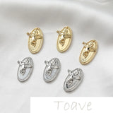 14K Gold-Plated Oval Angel Cupid DIY Pendant Earring Necklace
