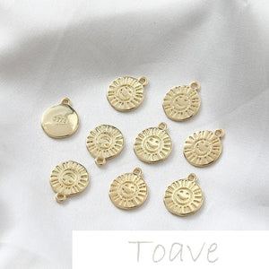 14K Gold-Plated Smiley Face Pendant for DIY Jewelry Making