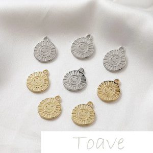 14K Gold-Plated Smiley Face Pendant for DIY Jewelry Making