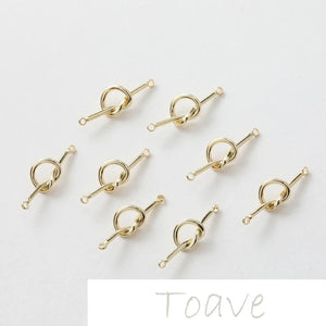 14K Gold-Plated Double Hanging Knotted Peach Heart DIY Earrings Material