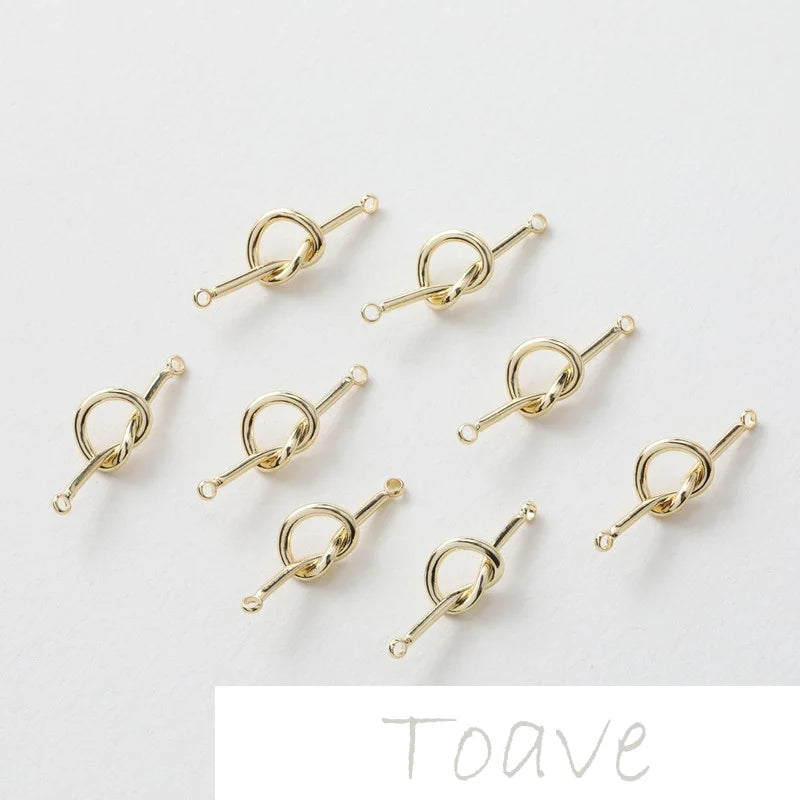 14K Gold-Plated Double Hanging Knotted Peach Heart DIY Earrings Material